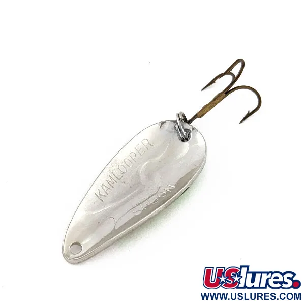 Vintage Acme Kamlooper Spoon, 2/5oz nickel/green/red fishing spoon #18299