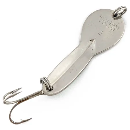 Vintage Glen Evans Loco 2, 1/4oz nickel/green fishing spoon #18300