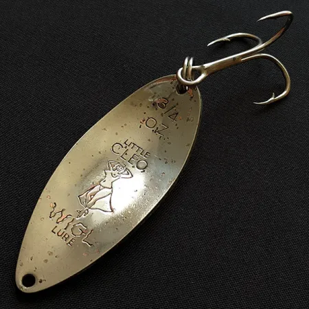 Vintage Seneca Little Cleo (Hula Girl) UV, 3/4oz nickel/orange fishing spoon #18309