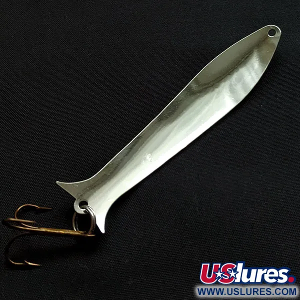 Vintage Acme Flash-King Wobbler, 1/4oz nickel/blue fishing spoon #18316