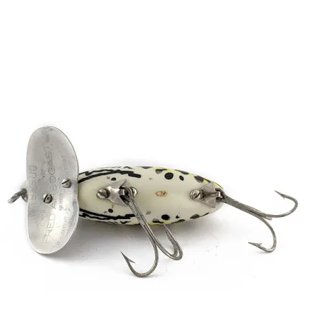 Vintage Fred Arbogast Seein's Believin' yellow leopard  frog (1970s), 1/2oz yellow leopard  frog fishing lure #18317