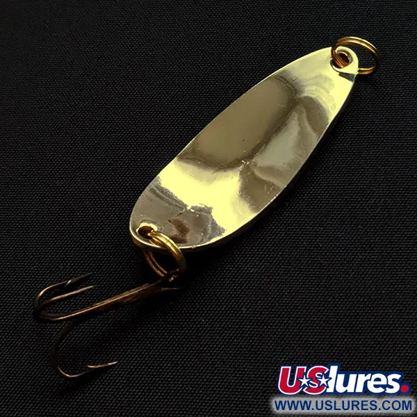 Vintage Acme Little Cleo bubbles, 1/3oz gold fishing spoon #18326