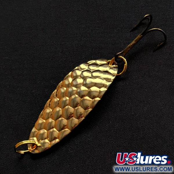 Vintage Acme Little Cleo bubbles, 1/3oz gold fishing spoon #18326