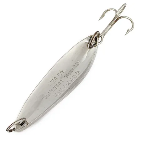 Vintage Atlantic Lures Wormfish, 1/4oz nickel fishing spoon #18419
