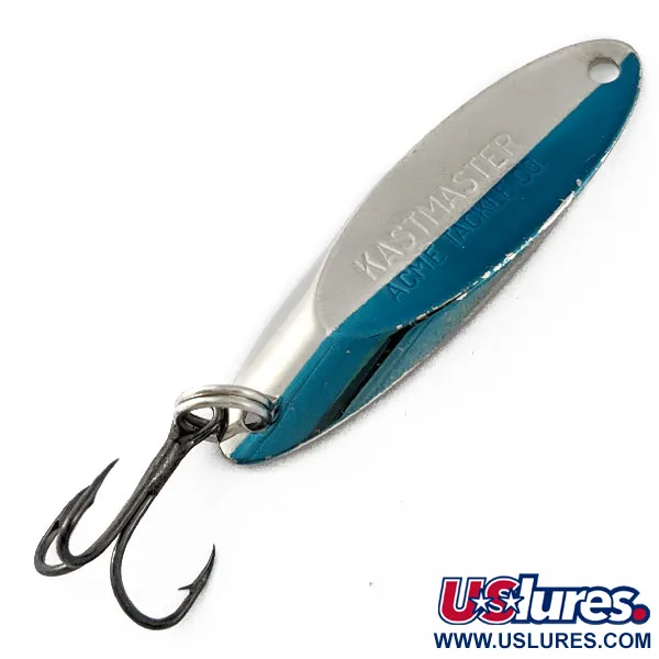 Vintage Acme Kastmaster, 1/4oz nickel/blue fishing spoon #18336