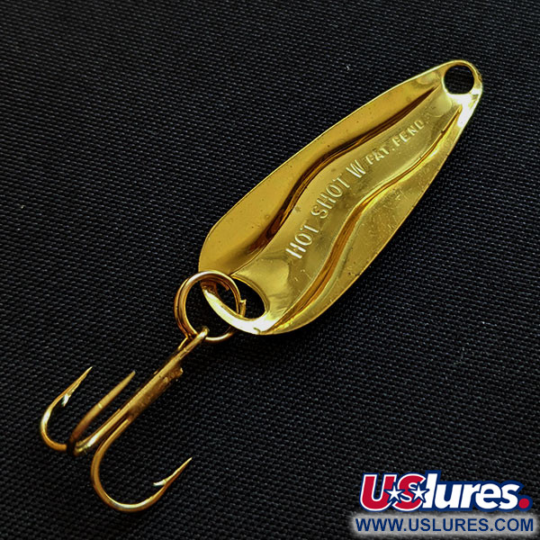 Vintage Luhr Jensen Hot Shot W, 3/64oz gold fishing spoon #18352