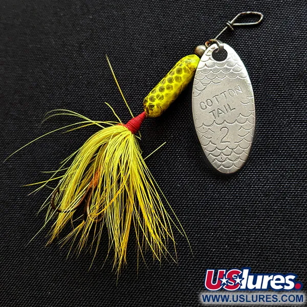 Vintage   Cotton Cordell Cotton Tail, 1/8oz nickel/chartreuse spinning lure #18357
