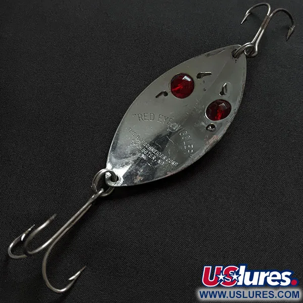 Vintage Hofschneider Red Eye Wiggler, 1oz nickel/red eyes fishing spoon #18375