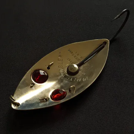 Vintage Hofschneider Red Eye Wiggler Weedless, 1oz gold/red eyes fishing spoon #18377