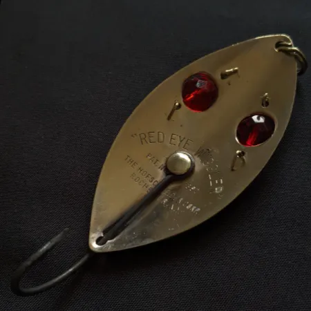 Vintage Hofschneider Red Eye Wiggler Weedless, 1oz gold/red eyes fishing spoon #18377