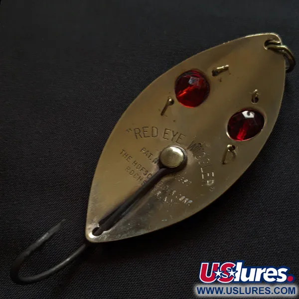 Vintage Hofschneider Red Eye Wiggler Weedless, 1oz gold/red eyes fishing spoon #18377