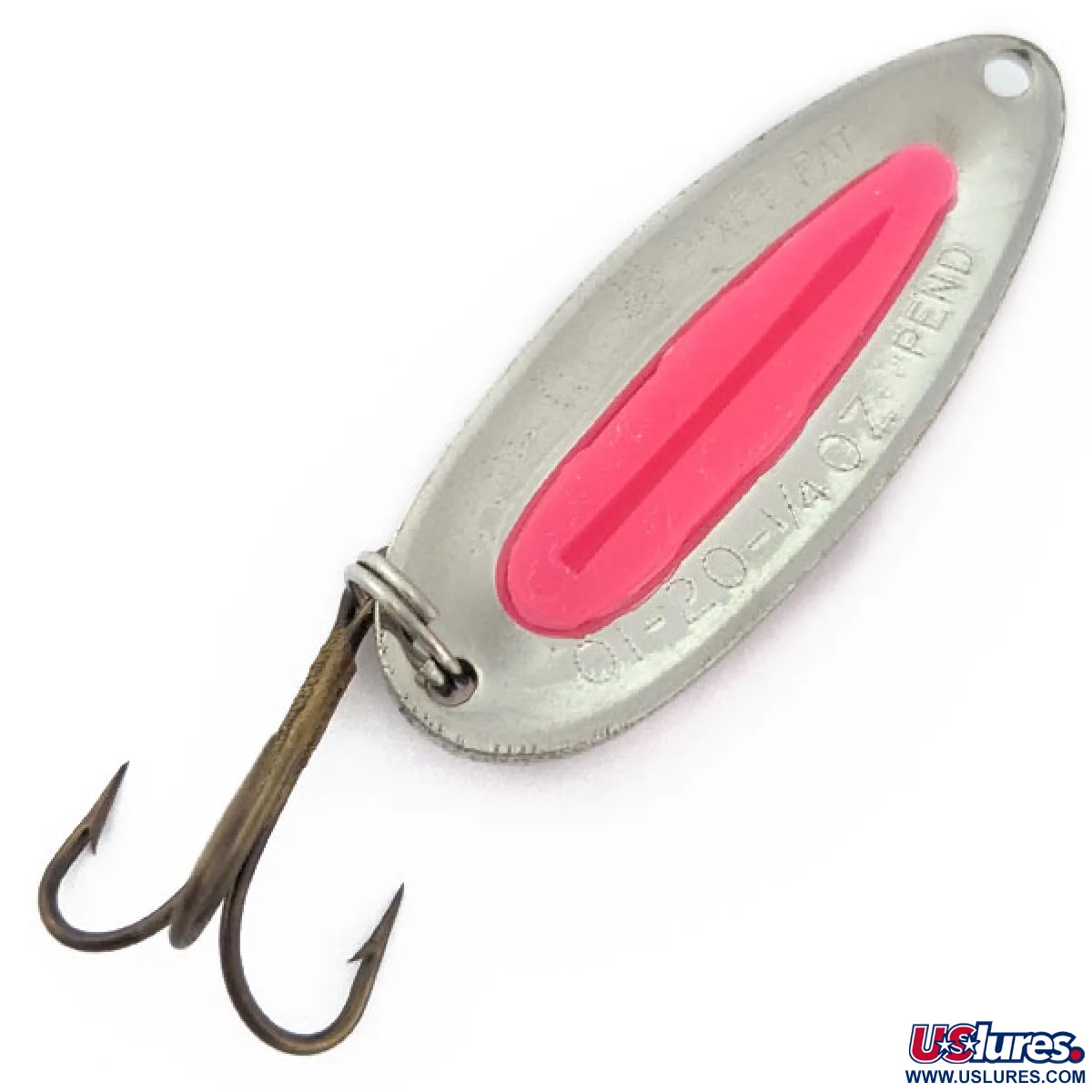 Vintage Blue Fox Pixee UV, 1/4oz hammered nickel/pink fishing