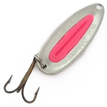 Vintage Blue Fox Pixee UV, 1/4oz hammered nickel/pink fishing spoon #18396