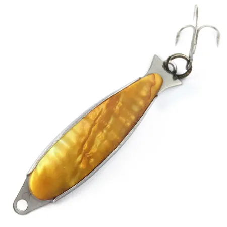 Vintage Salm The Killer Red Abalone Pearl Minnow​, 1/4oz yellow/nickel fishing spoon #18398