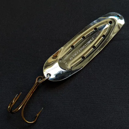 Vintage Rustowicz Charger №3, 2/5oz nickel/green fishing spoon #18404