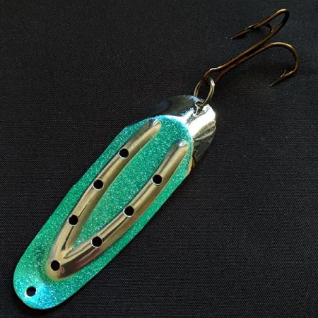 Vintage Rustowicz Charger №3, 2/5oz nickel/green fishing spoon #18404