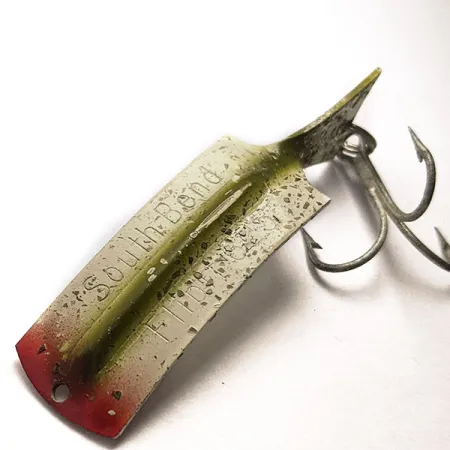 Vintage South Bend Flipit 625, 1/3oz white/red/brown fishing spoon #18406