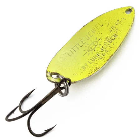 Vintage Luhr Jensen Little Jewel, 1/2oz yellow fishing spoon #18407