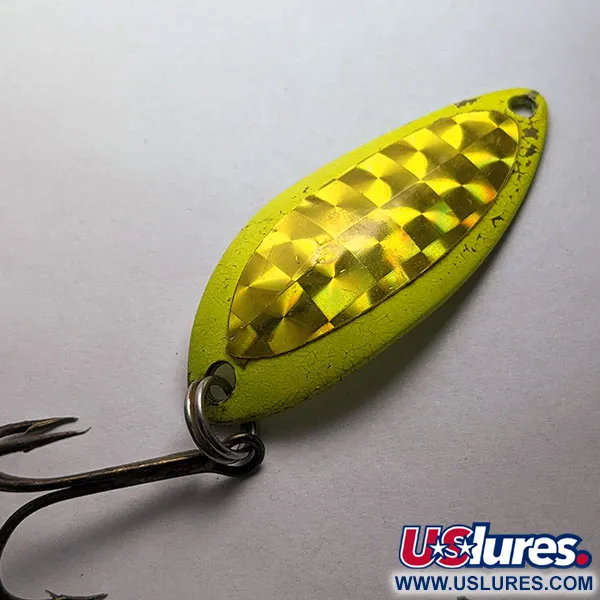 Vintage Luhr Jensen Little Jewel, 1/2oz yellow fishing spoon #18407