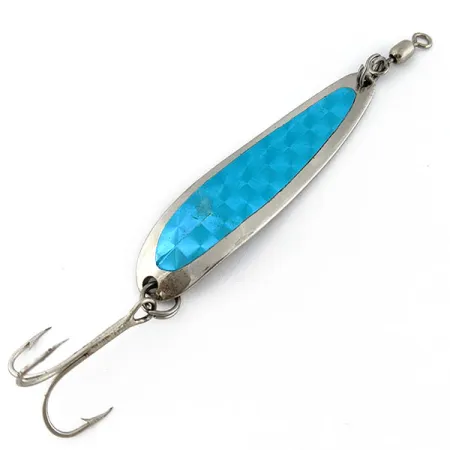 Vintage Luhr Jensen Krocodile #4, 1/2oz nickel/blue fishing spoon #18412