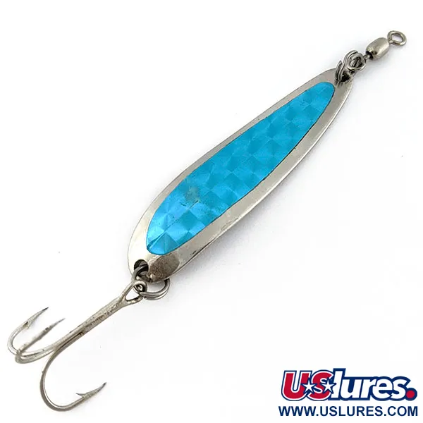 Vintage Luhr Jensen Krocodile #4, 1/2oz nickel/blue fishing spoon #18412
