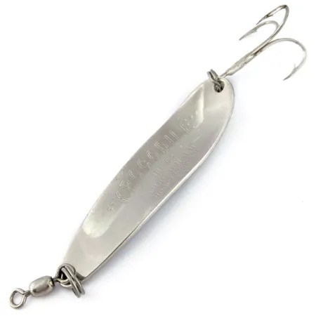 Vintage Luhr Jensen Krocodile #4, 1/2oz nickel/blue fishing spoon #18412