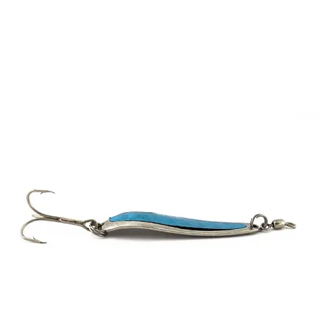 Vintage Luhr Jensen Krocodile #4, 1/2oz nickel/blue fishing spoon #18412