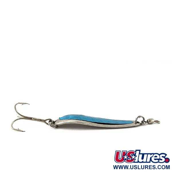 Vintage Luhr Jensen Krocodile #4, 1/2oz nickel/blue fishing spoon #18412