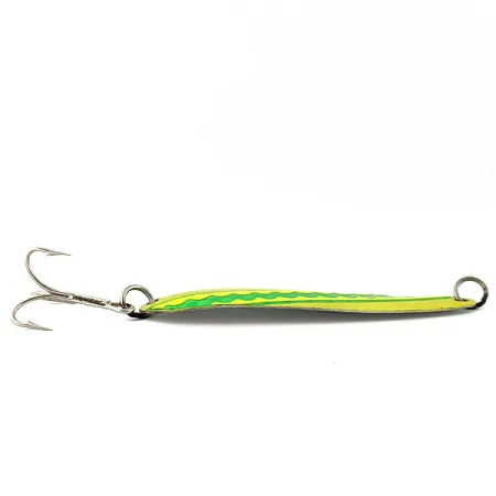 Vintage Luhr Jensen Westport Wobbler, 1/2oz yellow/green/white fishing spoon #18443