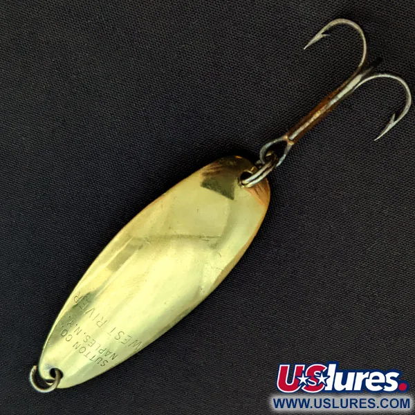 Vintage Sutton West River, 1/4oz gold fishing spoon #18445