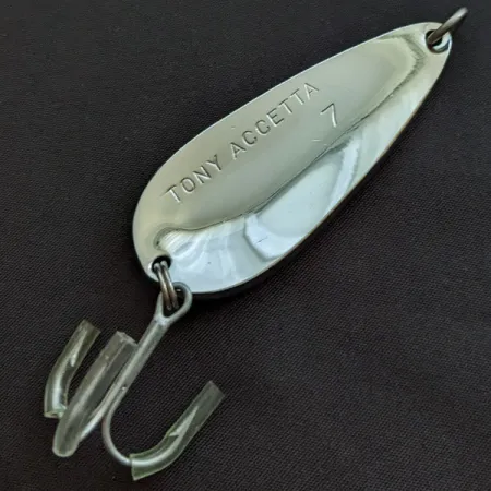Vintage Tony Accetta 7, 3/4oz nickel fishing spoon #18449