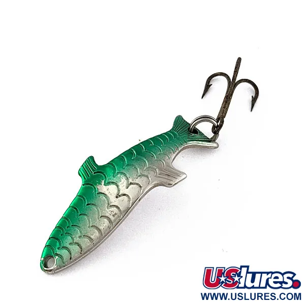 Vintage Acme Phoebe, 3/32oz nickel/green fishing spoon #18463