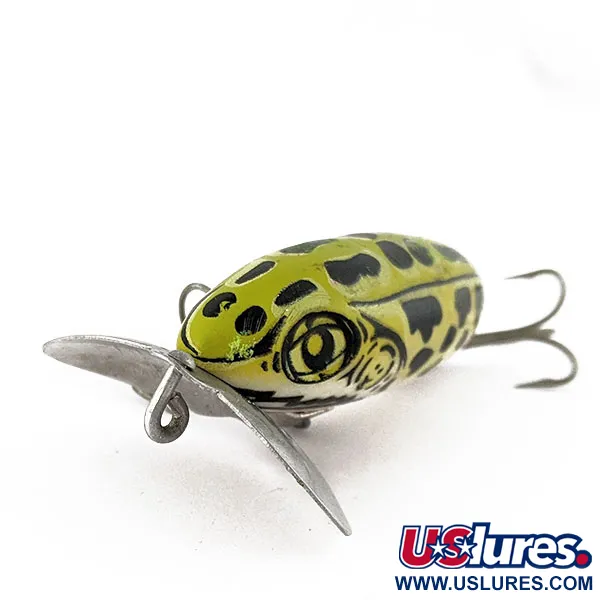 Vintage   Fred Arbogast Seein's Believin' green leopard frog (1970s), 1/3oz green  leopard frog fishing lure #18477