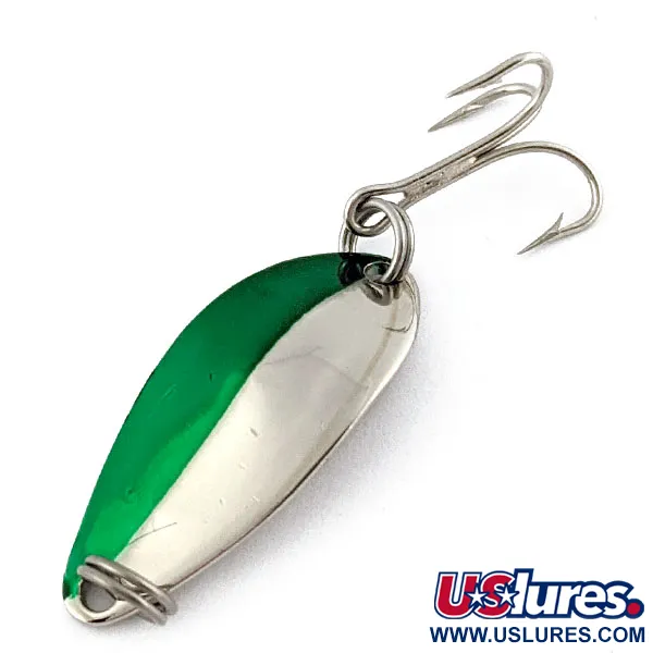 Vintage Acme Little Cleo, 1/8oz nickel/green fishing spoon #18487