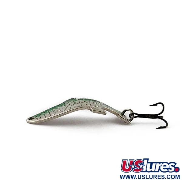 Vintage Acme Phoebe, 1/8oz nickel/green fishing spoon #18492