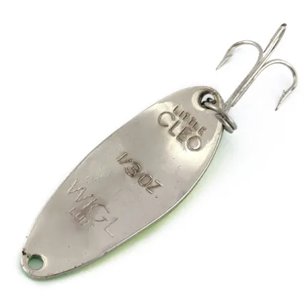 Vintage Acme Little Cleo, 1/3oz yellow/green/nickel fishing spoon #18501