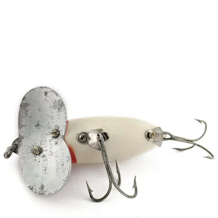 Vintage Fred Arbogast Jitterbug Early Bug Eye​ (1960s), 1/2oz red white fishing lure #18504