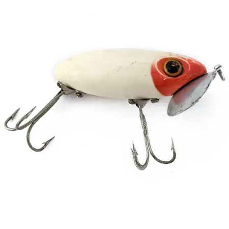 Vintage Fred Arbogast Jitterbug Early Bug Eye​ (1960s), 1/2oz red white fishing lure #18504