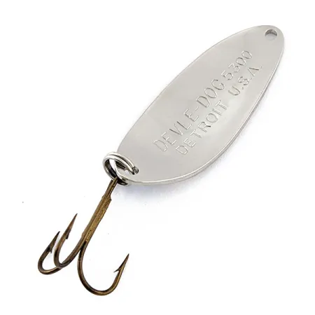 Vintage Eppinger Dardevle Devle-Dog 5300, 1/3oz nickel/blue fishing spoon #18507