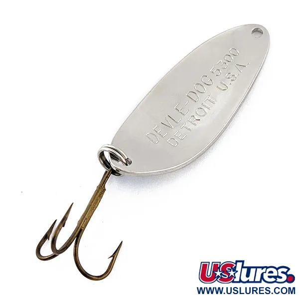 Vintage  Eppinger Dardevle Devle-Dog 5300, 1/3oz nickel/blue fishing spoon #18507