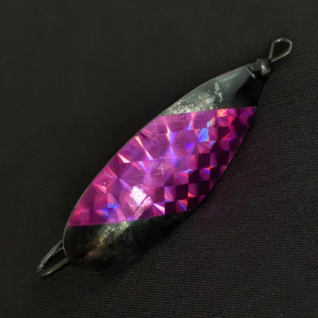 Vintage Johnson Silver Minnow, 1/3oz black/purple fishing spoon #18512