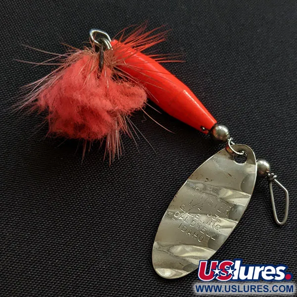 Vintage   Glen Evans Shyster, 1/4oz nickel/red spinning lure #18525