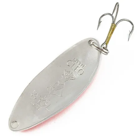Vintage Seneca Little Cleo (Hula Girl) Glow, 1/2oz nickel/orange/white Glow fishing spoon #18538