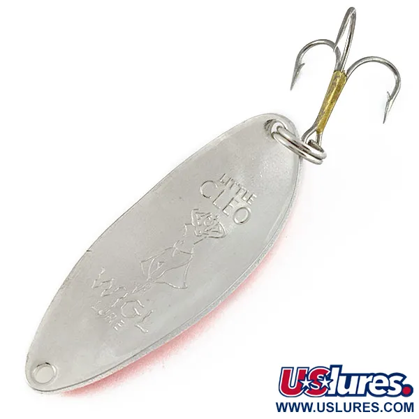 Vintage Seneca Little Cleo (Hula Girl) Glow, 1/2oz nickel/orange/white Glow fishing spoon #18538
