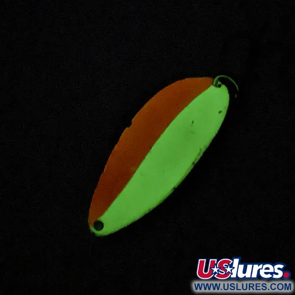 Vintage Seneca Little Cleo (Hula Girl) Glow, 1/2oz nickel/orange/white Glow fishing spoon #18538