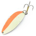 Vintage  Seneca Little Cleo (Hula Girl) Glow, 1/2oz nickel/orange/white Glow fishing spoon #18538