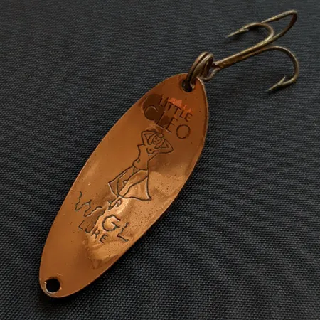 Vintage Seneca Little Cleo (Hula Girl), 1/3oz copper/black/yellow fishing spoon #18543