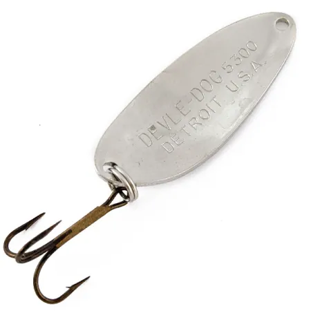 Vintage Eppinger Dardevle Devle-Dog 5300, 1/3oz nickel/hologram fishing spoon #18566