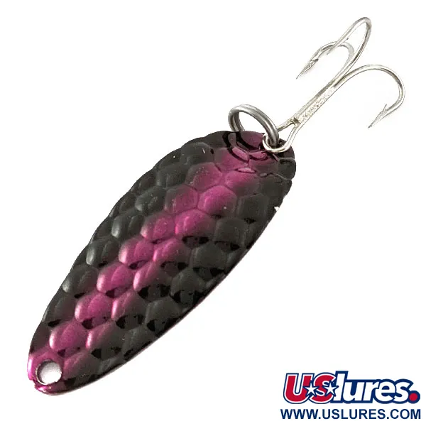 Vintage Acme Little Cleo bubbles, 1/3oz black/nickel/purple fishing spoon #18579
