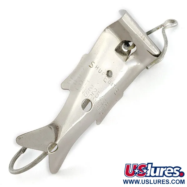 Vintage Shurebite inc Shurebite Minnow weedless spoon, 2/3oz nickel fishing spoon #18582